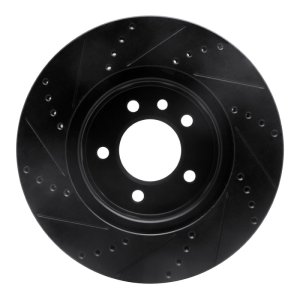 Land Rover LR3 Brake Rotor (1) - Front Right - R1 Concepts - Drilled & Slotted - Black - `05-`07